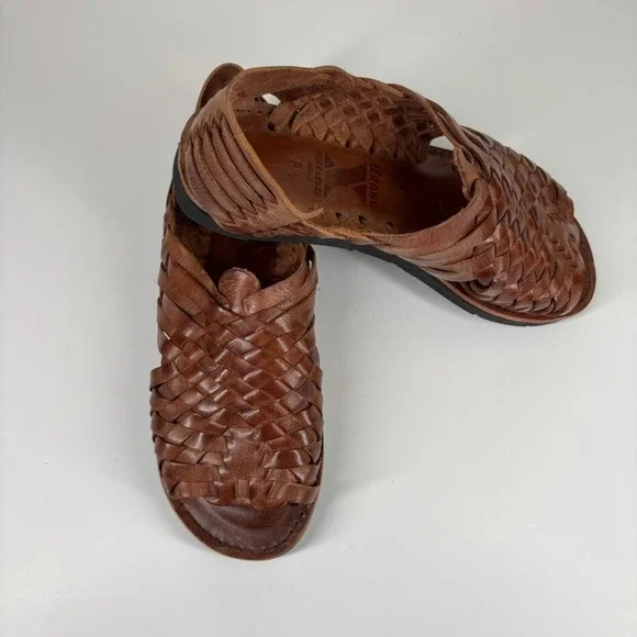 Brand X Huaraches Women's US 8.5 Brown Leather Pachuco Woven Open-Toe Sandals - Picture 15 of 16